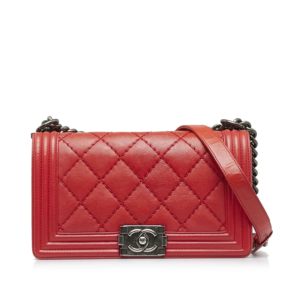 Pre-Loved Chanel Old Medium Calfskin Double Stitch Boy Flap